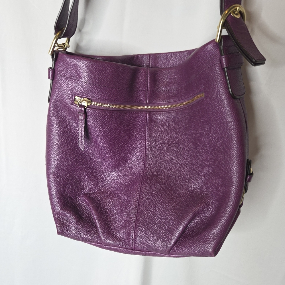 Coach Leather Hobo Shoulder Bag in Deep Plum - Picture 15 of 16